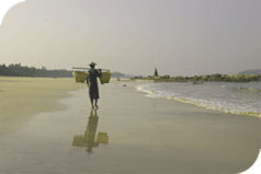 Long sand beach at Ngapali