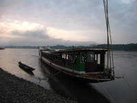 Slow boat trip on Mekong river in northern Laos