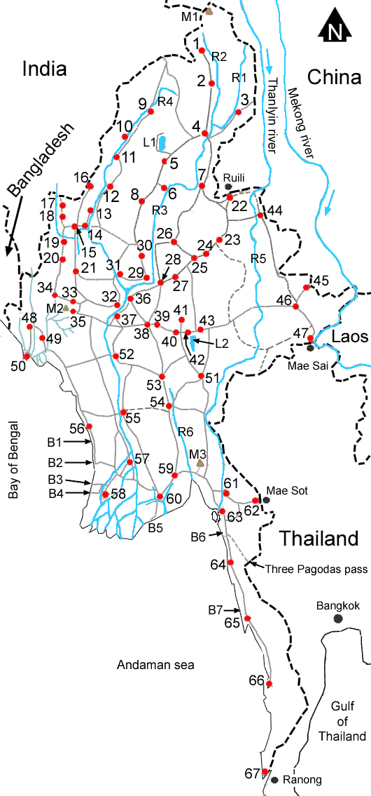 Highway map of Myanmar