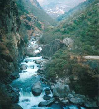 Bhote Kosi river flowing down from Nepal-Tibet (China) border