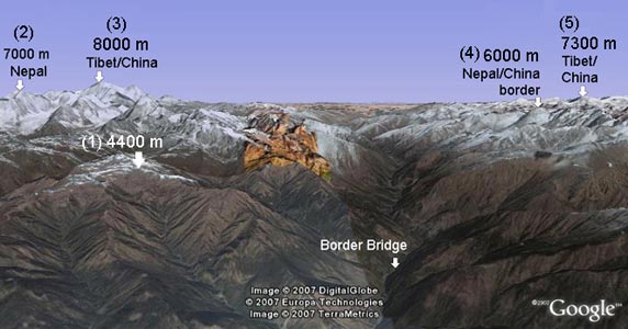 Nepal-Tibet border mountains