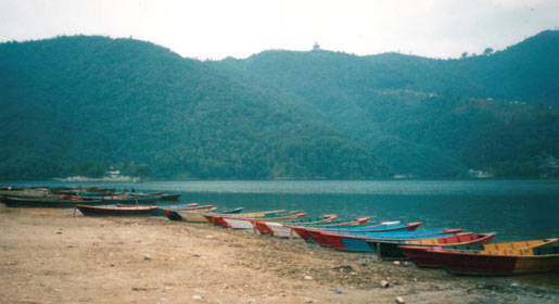Phewa lake and row boats, Pokhara