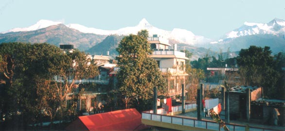 Snowclad peaks to the north of Pokhara