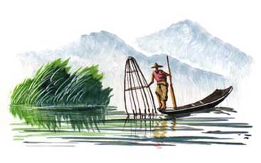 A fisherman on Inle lake