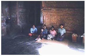 Girls inside Ywa Htaung Gyi Temple