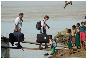 Tourist disembark from the boat - Bagan pier