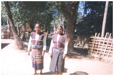 Two Chin ladies in a village on Lay Myo river - northern Rakhine state