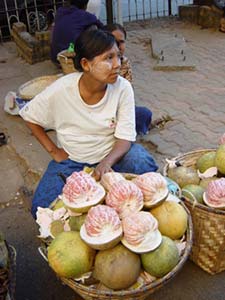 A fruit seller in Yangon