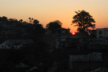 Sunrise over Mindat town