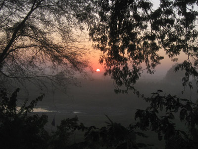 Sunset view through the dust in Pakokku