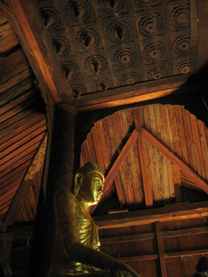 The Buddha image room in the wooden monastery