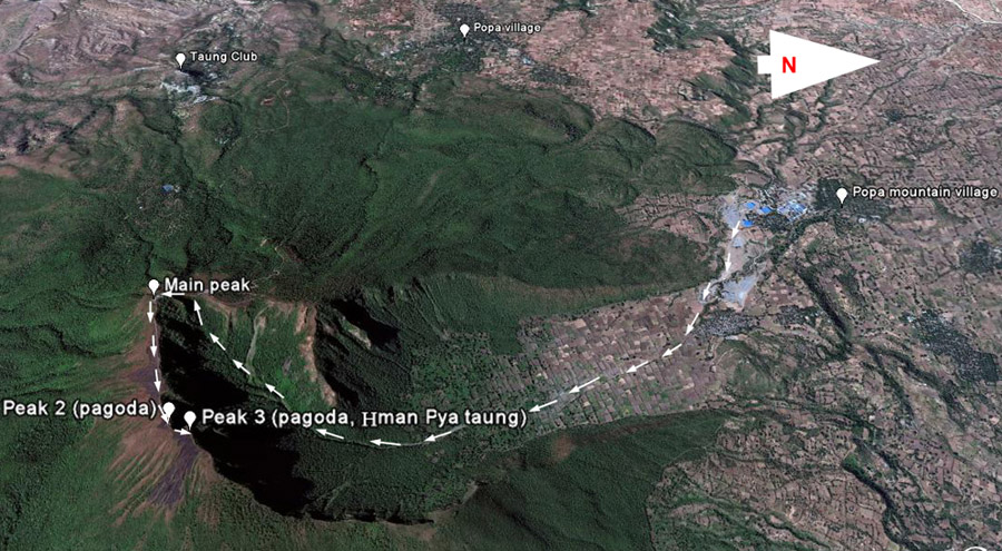Google earth image of Mt. Popa