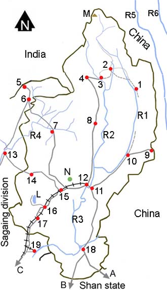 Map of Kachin state
