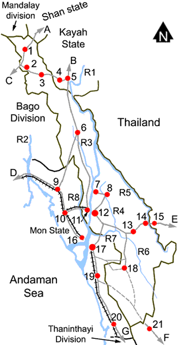 Map of Kayin state - Myanmar