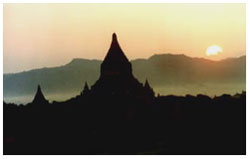 Bagan's ancient temples at sunset