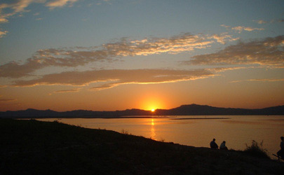 Sunset in Bagan, Ayeyarwaddy river