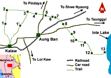 Kalaw to Inle trek map